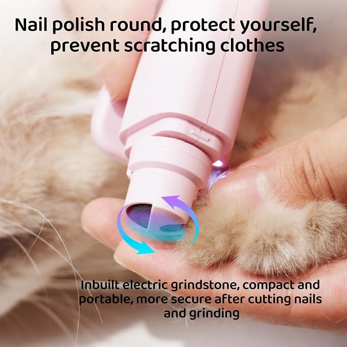Quiet 2-in-1 Dog & Cat Nail Clippers & Grinder with LED, White