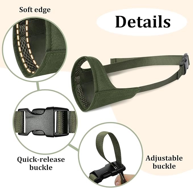 Fabric Dog Muzzle for Short Snout Small Dogs Chihuahuas Anti-Bite | Fits Shih Tzu Pomeranian Yorkshire Brachycephalic Dog, Grooming Vet Visits Walking Use, Prevent Chewing, Soft | Green, XXS