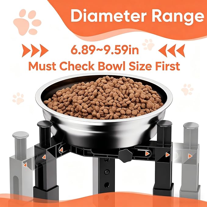 XIAZ Dog Bowl Stand Elevated Food Water Bowl Holder for Large Medium Small Sized Dog, Heights&Width Adjustable, Non-Slip, Durable, Elevated Feeding Bowl Stand for All Dogs Bowls 2PCS