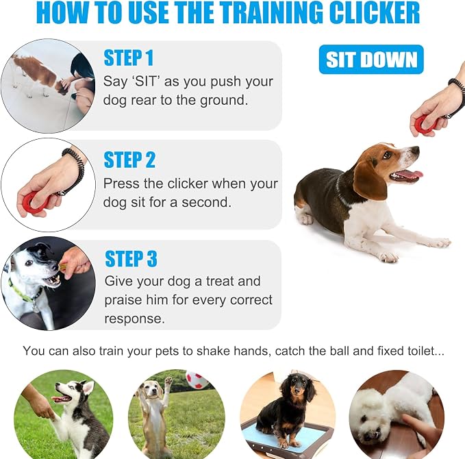 Diyife Dog Clicker for Training, 2 Pack Dog Training Clicker | Clicker Dog Training with Wrist Strap, Pet Training Clicker, Perfect for Dog Cat Puppies Behavioral Training (Red and Yellow)