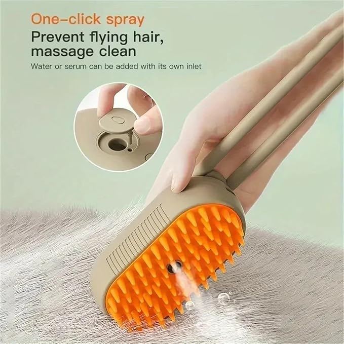 1pcs One - Click Spray Pet Brush For Cats & Dogs - Foldable & Rotatable - Ideal For Hair Combing, Bathing & Hair Removal(White)