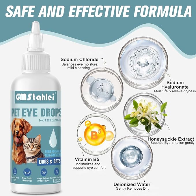 Pet Eye Drops for Dogs & Cats, 100ml