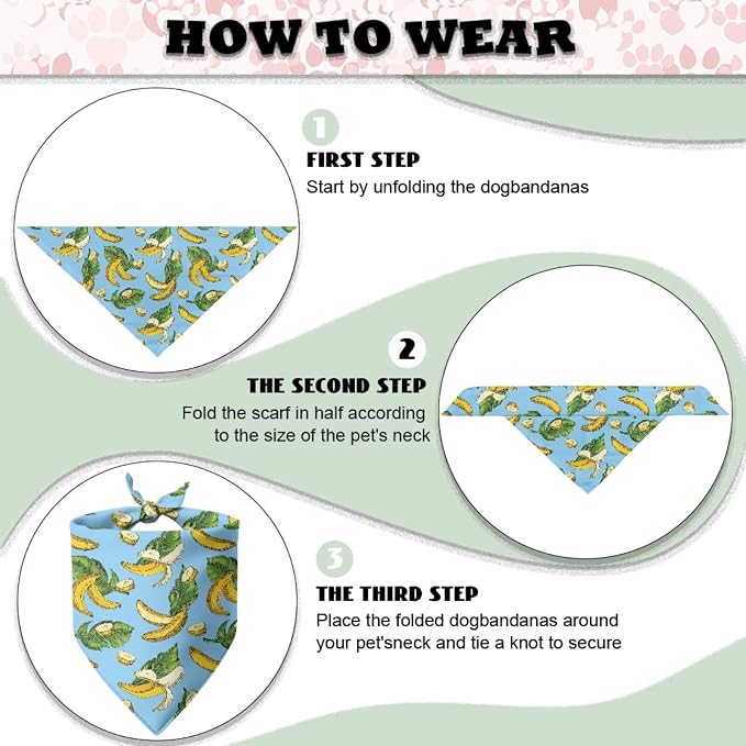 Forchrinse Banana Dog Bandanas Triangle Dog Bib Scarf, One Size, Polyester, Banana
