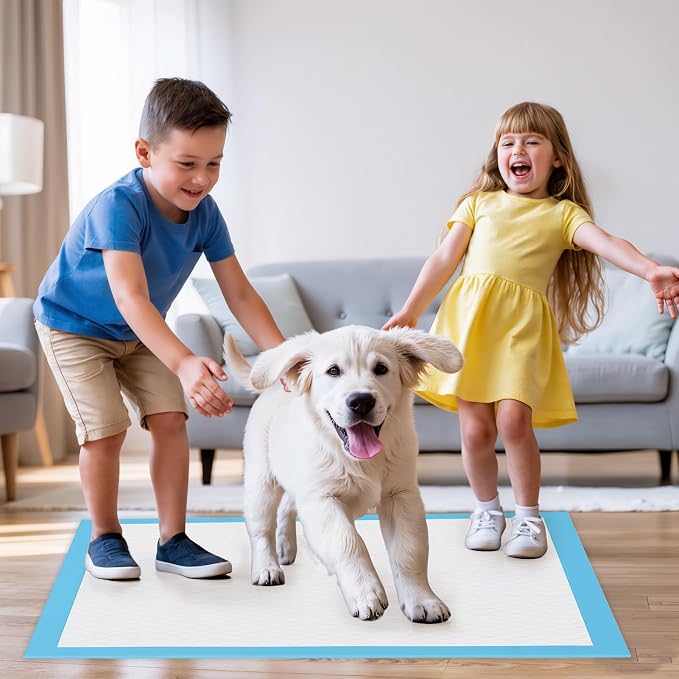 JollyMate 30"x36" Dog Pee Pads Extra Large, 50 Pack XX-Large Super Absorbent Pet Pee Pads with Adhesive Tabs, 6 Layers Thick Leak-Proof Potty Pads for Dogs and Puppies
