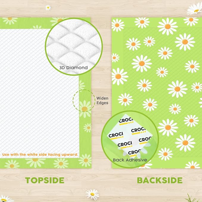 CROCI Dog Pads Extra Large 36x36in Daisy Pattern, Puppy Pads with Adhesive Tabs Super Absorbent Up to 11 Cups, Leak-Poof & Quick Dry Disposable (100 Counts)