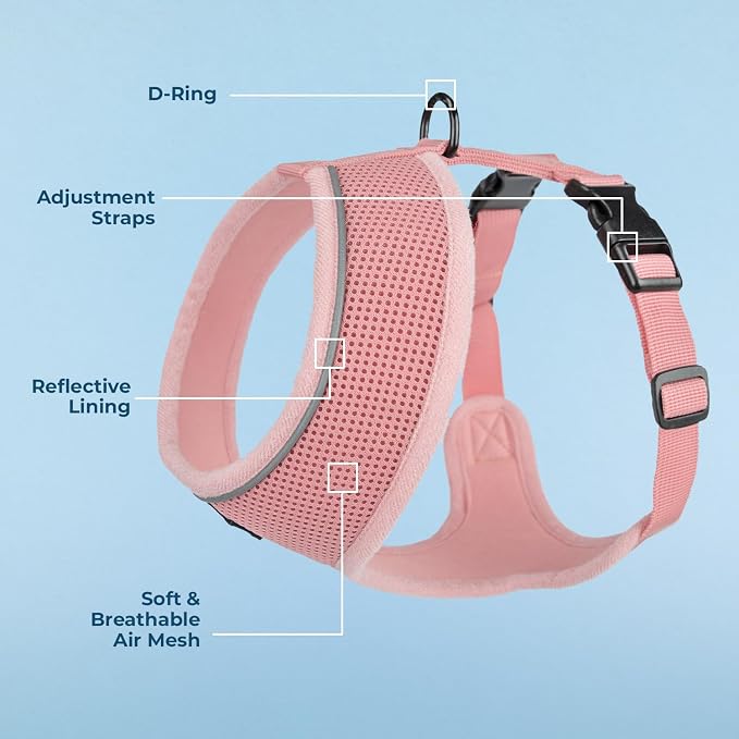 Best Pet Supplies Voyager Aerolite Over the Head Dog Harness, No Pull Breathable Air Mesh Vest, Quick Dry with Reflective Stitching, Adjustable Escape Resistant Harness - Pink, Large