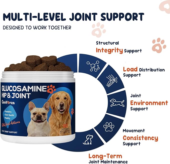 Dog Joint Support Supplement – Glucosamine, Chondroitin & MSM for Hip & Joint Function Support, Flexibility, and Daily Activity – 90 Soft Chews