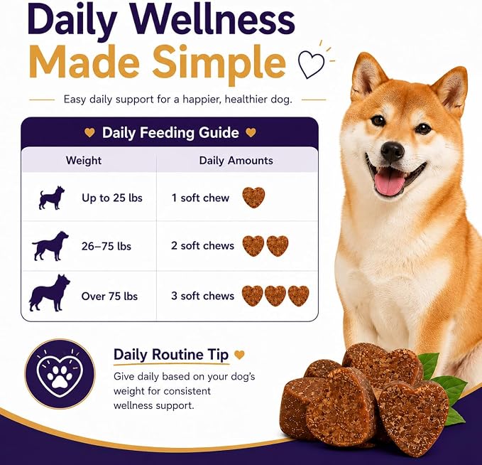Heart Health & Calming Chews for Dogs, L-Theanine, Chicken