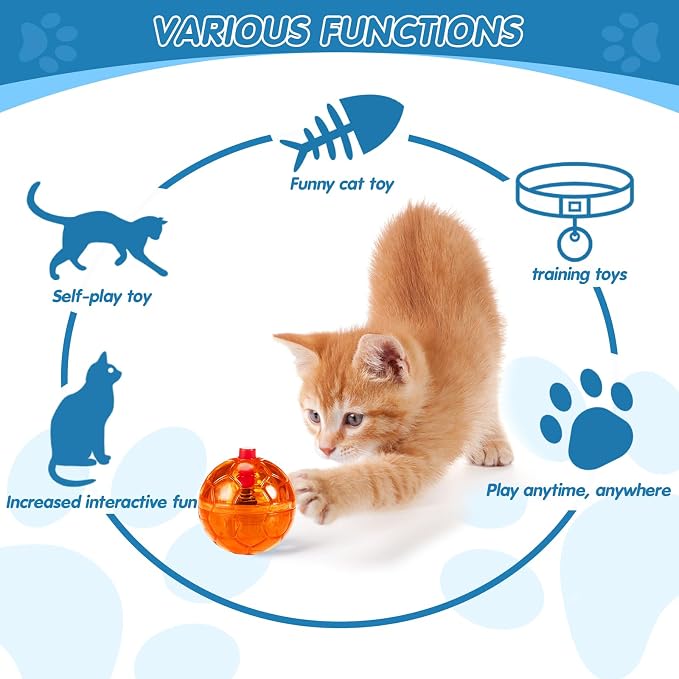 Frienda 4 Pcs Light up Cat Ball LED Motion Ghost Hunting Cat Ball, Classic | Interactive LED Toy for Cats, Glowing Exercise with Motion Activated, Ghost Hunting Pet Indoor Play, Mini Running Ball