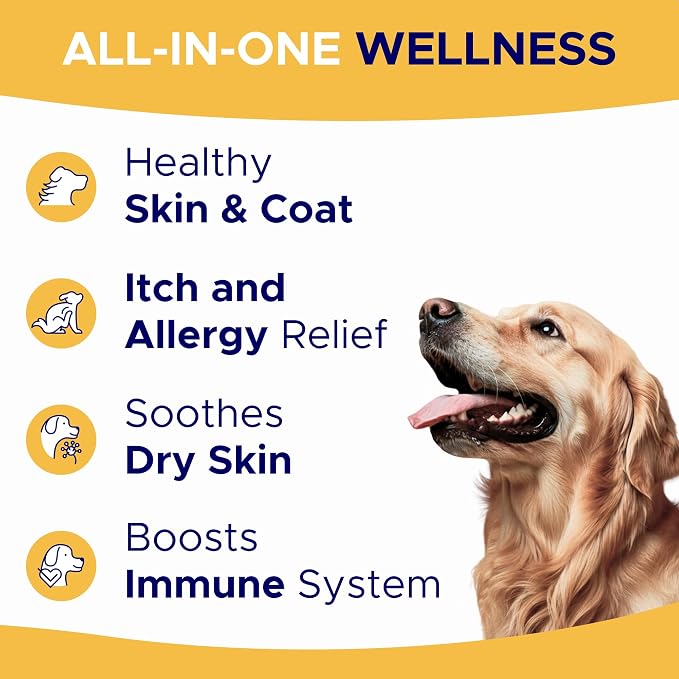 Omega 3 Fish Oil for Dogs - Skin & Coat Support, Itch & Allergy Relief