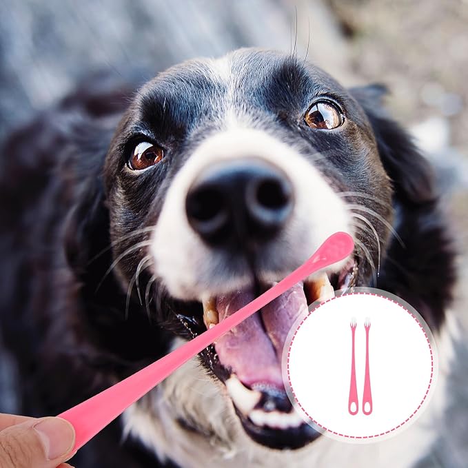 SEWACC 2Pcs Soft-Bristle Pet Toothbrush for Dogs and Cats Lightweight Oral Care Tool with Ergonomic Anti-Slip Handle Gentle Gum Massage and Teeth Cleaning for Pets