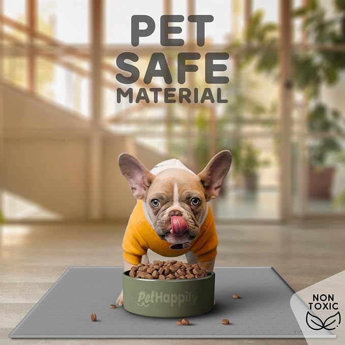 Dog Food Mat - 24x15 Raised Edges Dogs Mat for Food and Water Prevent Spill, Waterproof Cat Food Mats Protect Floors, Easy Clean Dog Bowl Mats for Food and Water, Silicone Pet Feeding Placemats