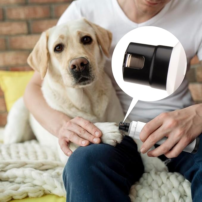 Pet Nail Grinder, Quiet 2-Speed Type-C Rechargeable - White