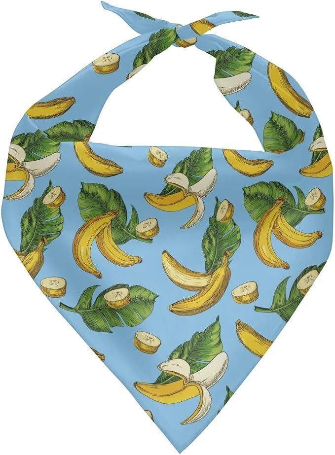 Forchrinse Banana Dog Bandanas Triangle Dog Bib Scarf, One Size, Polyester, Banana