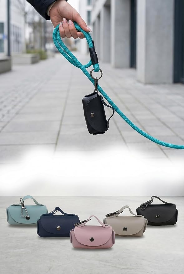 Pet Poop Bag Dispenser with Clip, Portable Waste Bag Holder, 5 Colors Available, 3.9 x 2.4 x 1.2 inches (Black)