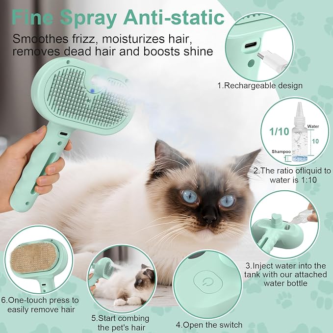 Cat Brush Dog Brush for Shedding, Green