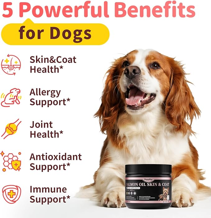 Salmon Oil for Dogs Skin & Coat, 13 in 1 Wild Alaskan Fish Oil for Dogs