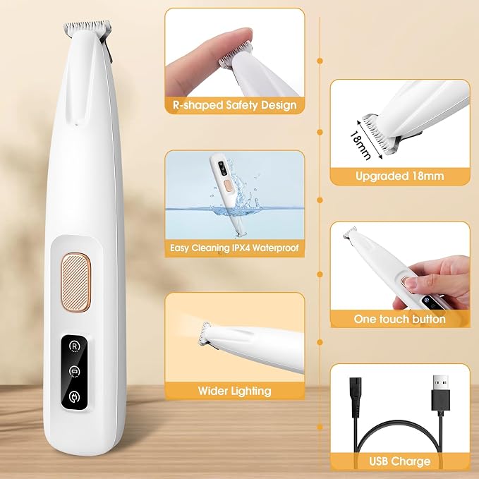 Palksky Dog Paw Trimmer, 18mm Blade, LED Display
