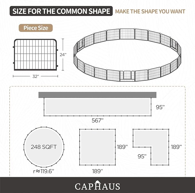 CAPHAUS Foldable Pet Playpen with Door - Multi-Size (24/32/40in)