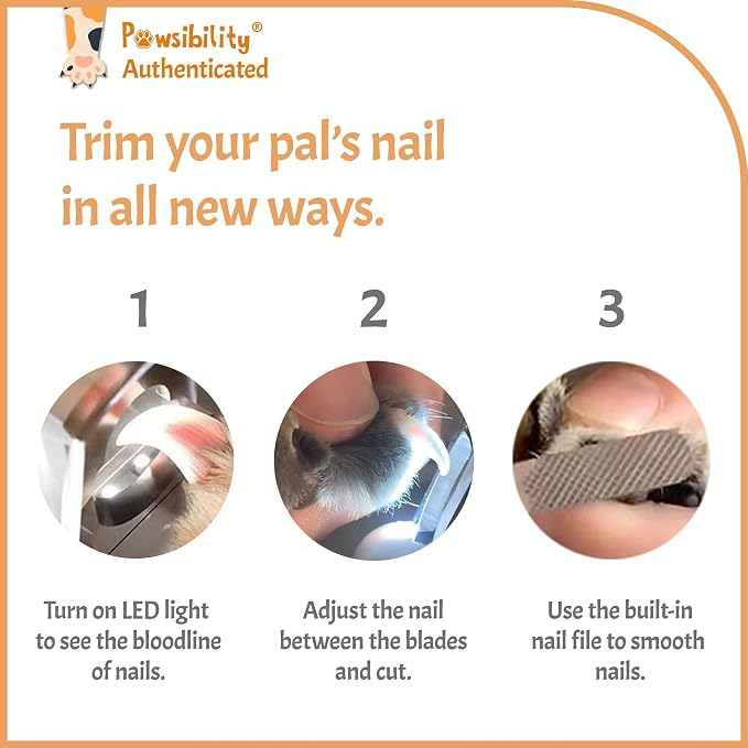 Pawsibility Reinvented Pet Nail Clippers with LED Light - Pink