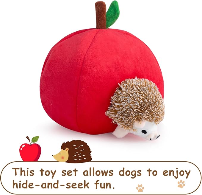 Hollypet Squeaky Hide and Seek Dog Toys for Small and Medium Dogs, Hedgehog | Interactive Plush Stuffed Dog Squeak Toys for Small Medium Sized Dogs and Non-Aggressive Chewers, Puppy Teeth Clean Chew Toys