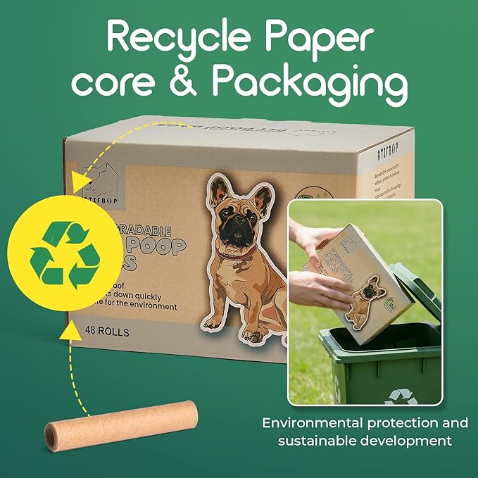 ATIFBOP Biodegradable Dog Poop Bags 720 Counts 48 Rolls, Leak Proof and Extra Thick Doggy Poop Bags (Unscented)