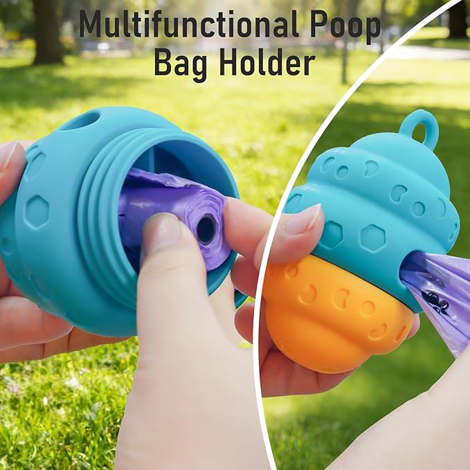 Dog Treat Dispensing Toy, Silicone Puppy Food Dispenser for Small Medium Dogs Puzzle Feeder Ball Interactive Toys & Enrichment Mental Stimulation Topple Outdoor Training Travel Honeycomb Green
