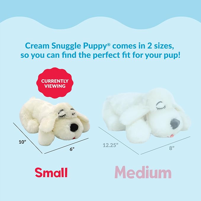 Snuggle Puppy Junior Heartbeat Toy, Calming Comfort, Small Breeds - Cream | Calming heartbeat toy, crate training, heat pack, new puppy essentials, first nights, sleep, small breeds under 25 lbs