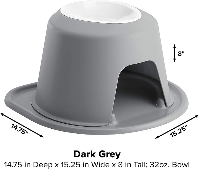WeatherTech Single High Pet Feeding System w/Plastic Dog/Cat Bowls - 8" High Stand Dark Grey (PSH3208DGDG)