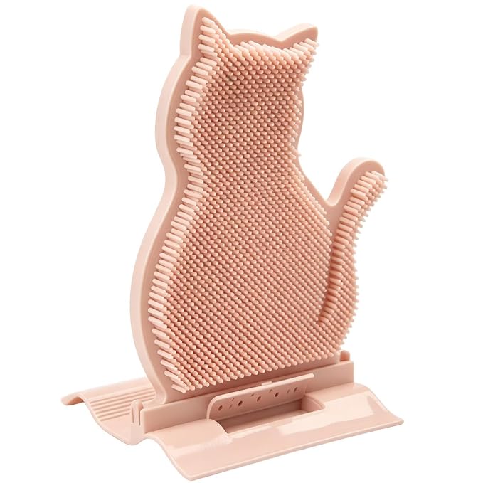 Cat Self Groomer - Corner Massage Brush, Loose Hair Remover, ABS | Bristle Scratching Rubbing Pad, Calming Grooming Instinct, Indoor Apartment Farmhouse Bedroom Balcony