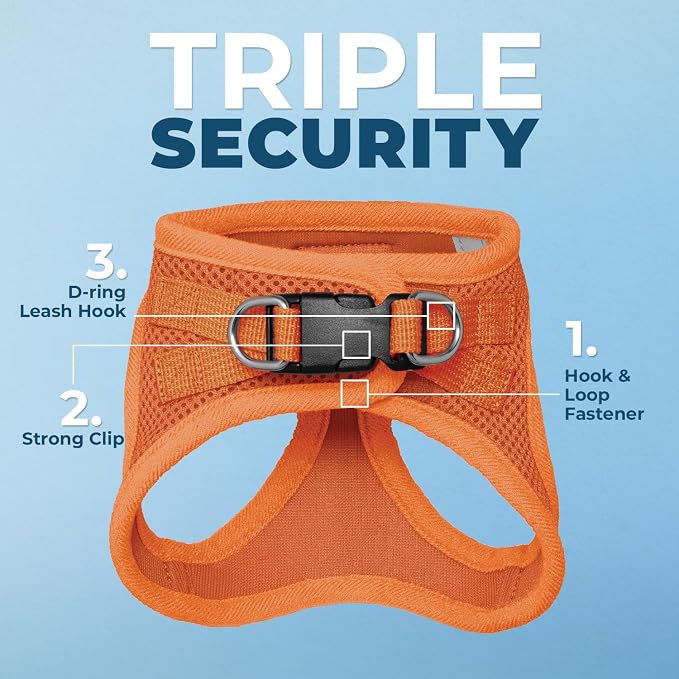 Voyager Step-in Pet Harness - All Weather Mesh, Adjustable Step in Harness for Cats and Dogs by Best Pet Supplies - 307S Orange, S