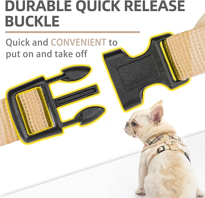 PUPTECK Soft Mesh Dog Harness and Leash Set Pet Puppy Cat Comfort Padded Vest No Pull Harnesses, Beige, L