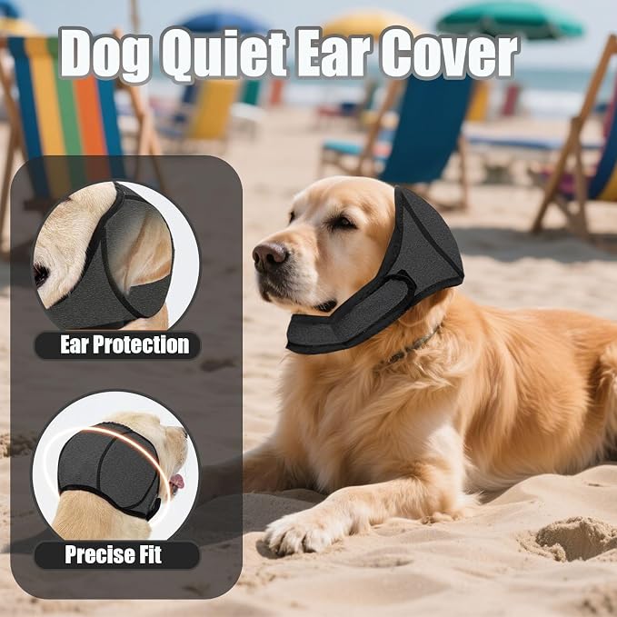 Dog Ear Muffs Noise Protection, Dog Ear Covers for Bath, Dog Quiet Ear Wrap, Waterproof Dog Calming Hoodie for Hematoma, Bathing, Drying, Swim& Noise Anxiety Relief
