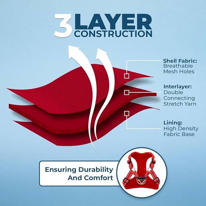 Voyager Step-in Flex Adjustable Dog Harness - Red, X-Large | 23 - 28" in Chest, Fully Adjustable, Reflective Bands, All Weather Breathable Air Mesh, Lightweight, Fast Drying