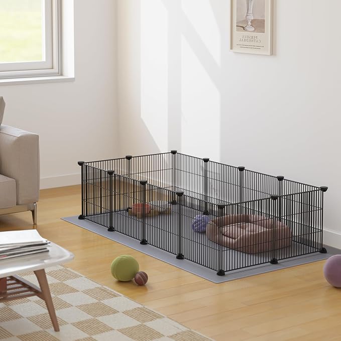 LURIVA DIY Small Animal Playpen, Pet Playpen, Guinea Pig Cages, Rabbit Playpen, Dog Puppy Playpen, Indoor Metal Wire Yard Fence, 15 X 12 Inch, 12 Panels, Black