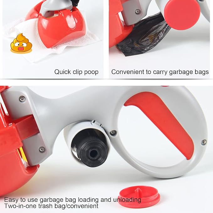 Pet Poop Scooper, Portable Waste Cleaner Pet Toilet Picker Dog Cat Poop Picker with High Strength Materials and Springs(Red) Pooper Scoopers
