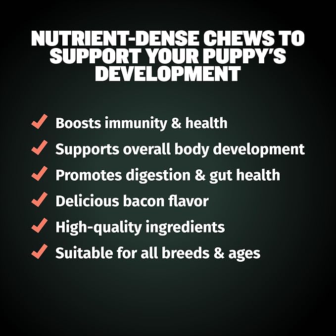 Bully Max Vitality Dog Chews and Puppy Soft Chews Bundle for Total Support with Daily Vitamins for Puppies and Adult Dogs – Including Immune, Joint, Skin, Coat, Digestion, and Development Support
