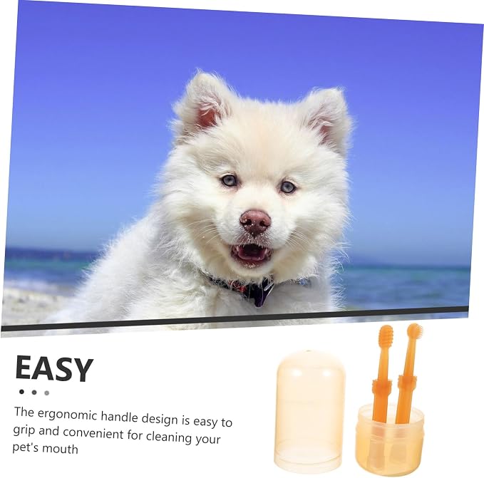 Pet Toothbrush for Dogs and Cats Soft Silicone Head for Gentle Cleaning Lightweight Portable Oral Care Tools Includes Brushes for Pets