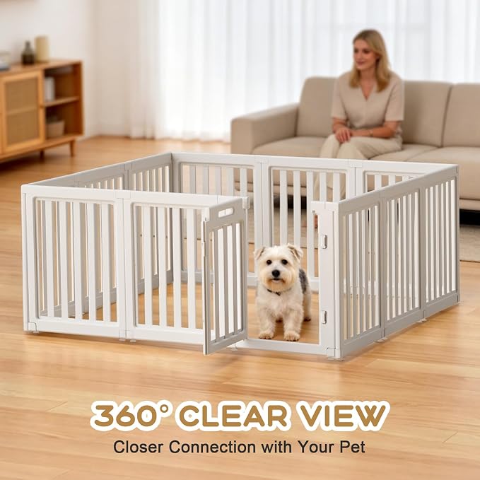 Dog Playpen, Clear Dog Pen, Dog Pen Indoor, Easy to Install and Remove Dog Play Pen, Puppy Playpen Suitable for Dogs, Cats,Dog Playpen Indoor (White, 23.6 inch Height, 12 Panels)