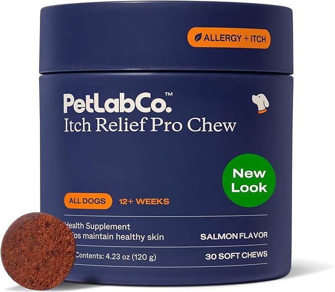 PetLab Co. Itch Relief Chew Pro, 30 Soft Chews, Salmon | Quercetin, biotin and antioxidants in an omega-rich formula to support itch relief and skin hydration