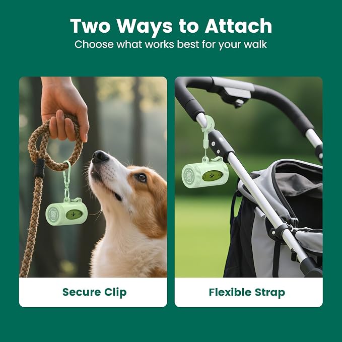Dog Poop Bags Rolls with Retractable Poop Bag Holder, Leak Proof and Extra Thick Lavender Pet Waste Bags, 70% Recycled GRS Certified, 1 Dispenser and 105 Bags for Doggy Walking & Cat Litter