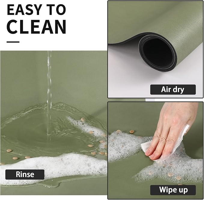 HotLive Dog Food Mat - Absorbent Cat Mat for Food and Water, No Stains Pet Feeding Bowl Mat, Easy to Clean Pet Placemats, Quick Dry Dog Water Dispenser Mat for Messy Drinkers | Paw Green 24"x36"