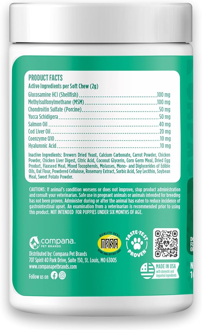 Doggie Dailies Hip & Joint Chews for Dogs, Chicken, All Breeds, 225 Count