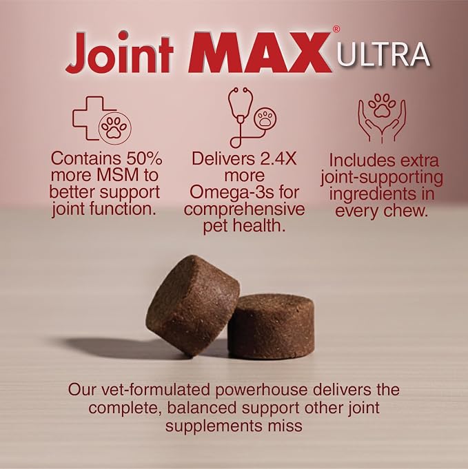 Ultra Advanced Hip & Joint Support for Dogs – All-in-One Soft Chews with Glucosamine, MSM, Omega-3s (EPA & DHA), Hyaluronic Acid & Boswellia – Maximum Strength Mobility & Comfort – 120 Chews