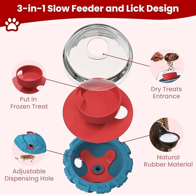 YINEYA Interactive Dog Toy, Puzzle Toy with Adjustable Treat Dispensing & DIY Frozen Treats, Dog Enrichment Toys to Keep Them Busy and Mental Stimulation