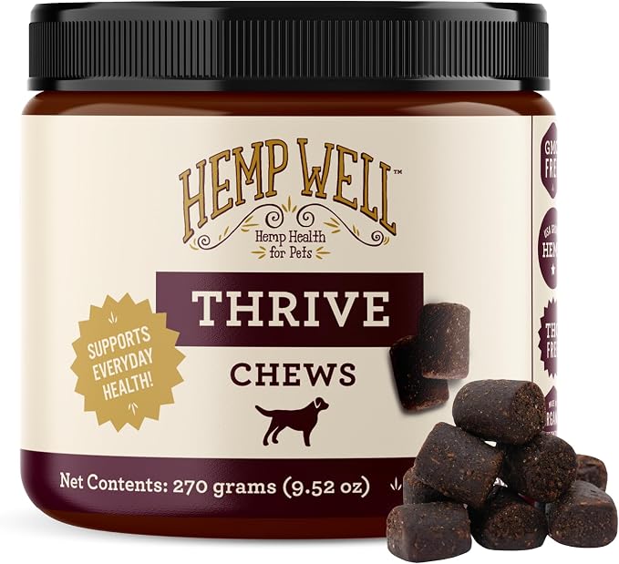 Hemp Well Thrive Chews for Dogs, Organic Hemp, Everyday Omegas, Skin Coat Support