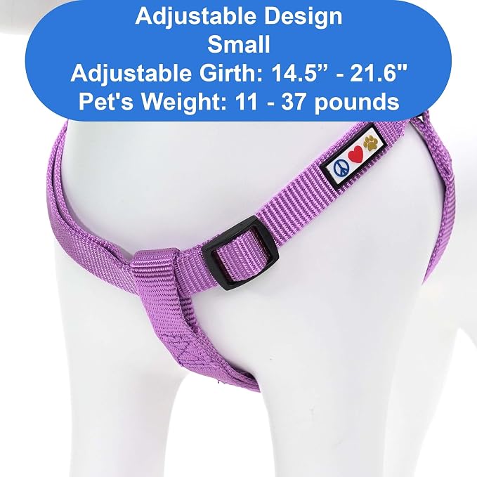 Pawtitas Solid Step-in Dog Harness – Adjustable No-Pull Vest for Puppies to Seniors, Safe & Comfortable S Orchid