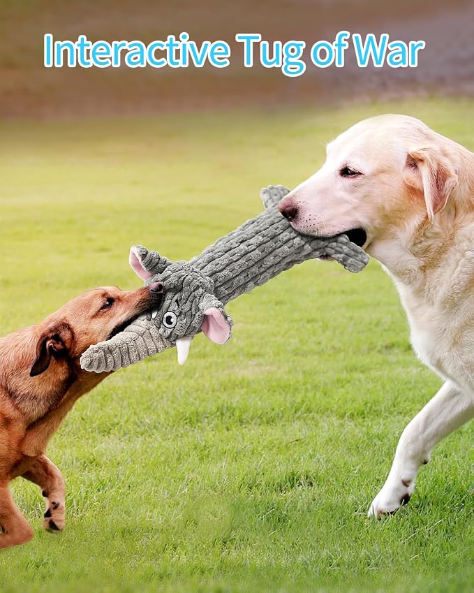 Dog Toys, Squeaky Plush No Stuffing Crinkle Dog Toy for Small Medium Large Dogs, Interactive Puppy Teething Water Bottle Dog Chew Toy (Elephant)