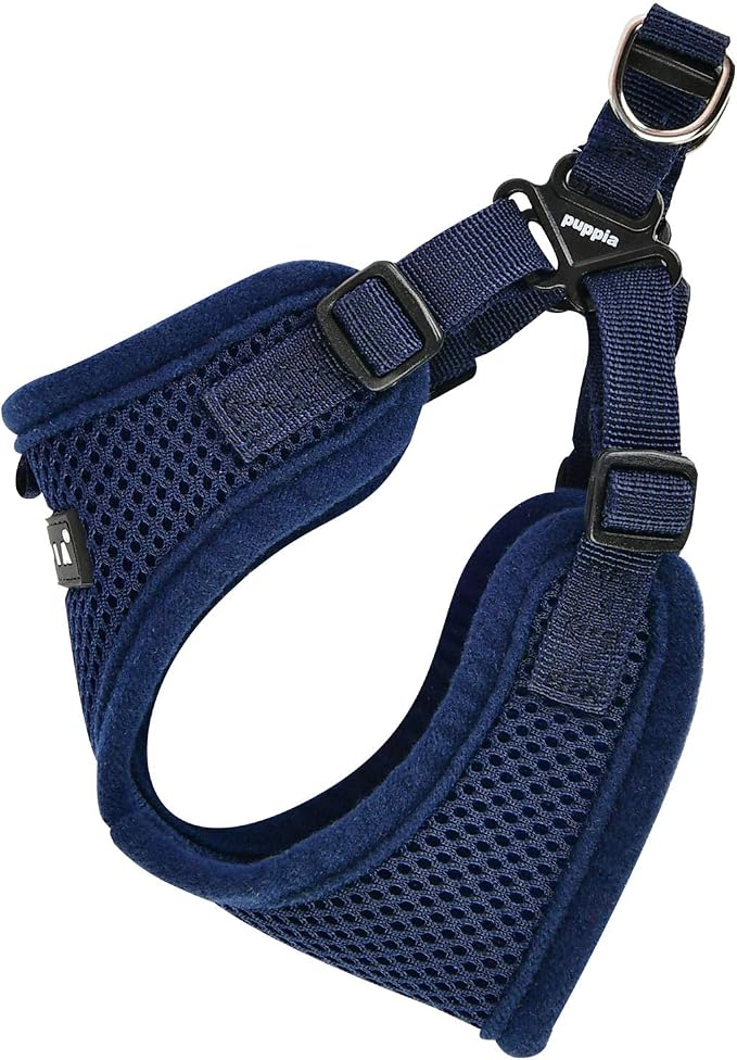 Puppia Dog Harness Comfort Mesh Step-in All Season No Pull No Choke Walking Training Adjustable Neck & Chest for Small & Medium Dog - Navy - S