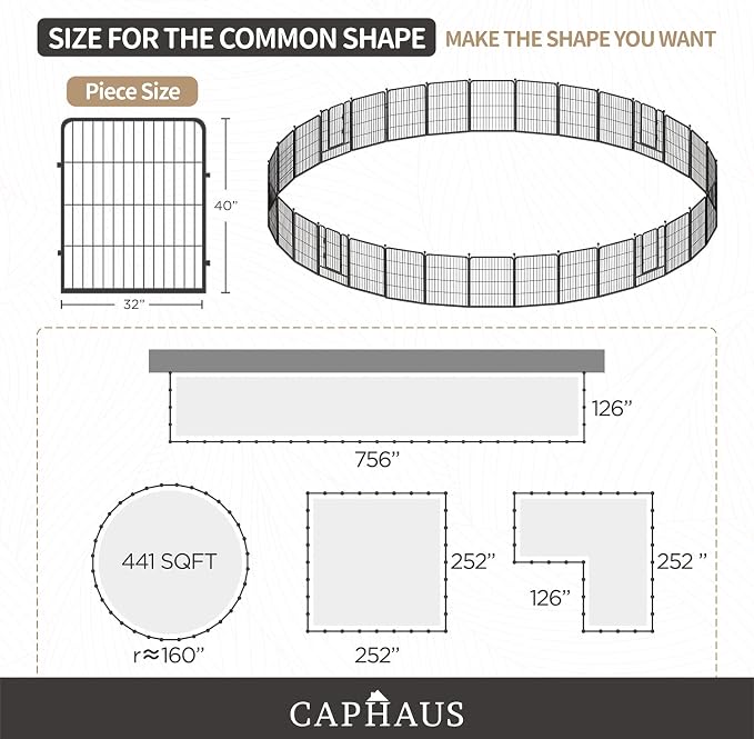 CAPHAUS Foldable Pet Playpen with Door - Multi-Size (24/32/40in)